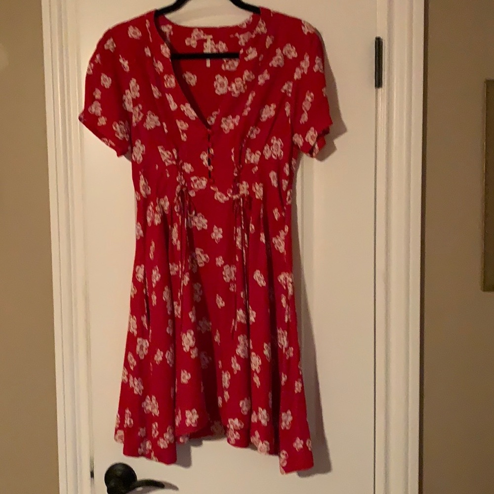 Flattering Red Floral Summer Dress by Free People